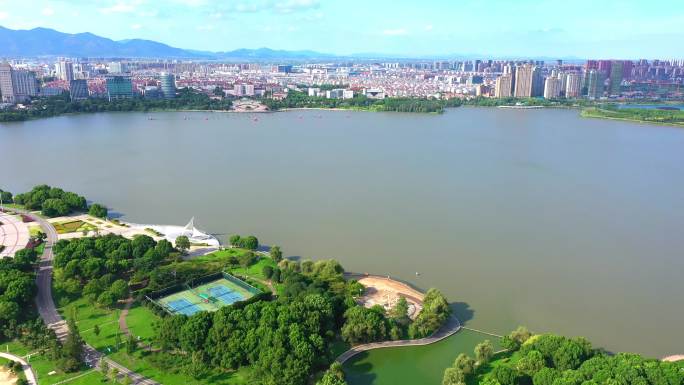 安徽安庆市菱湖风景区 湖泊 美景 绿水