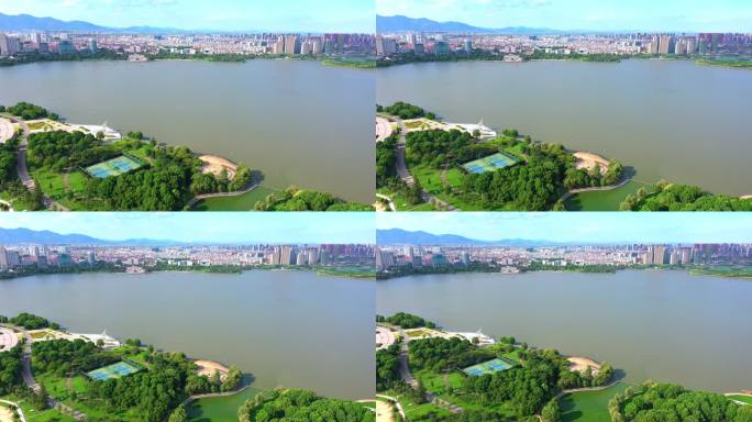 安徽安庆市菱湖风景区 湖泊 美景 绿水