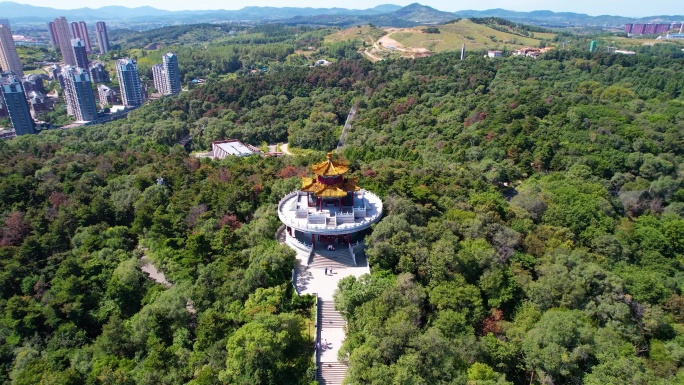 吉林市城市建筑北山风景自然风光航拍