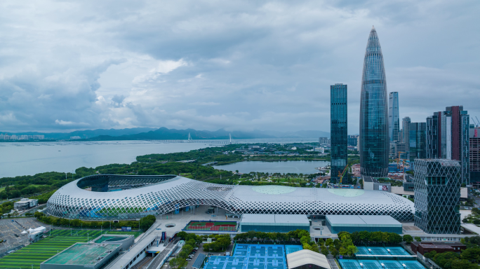 深圳湾春茧体育中心航拍延时