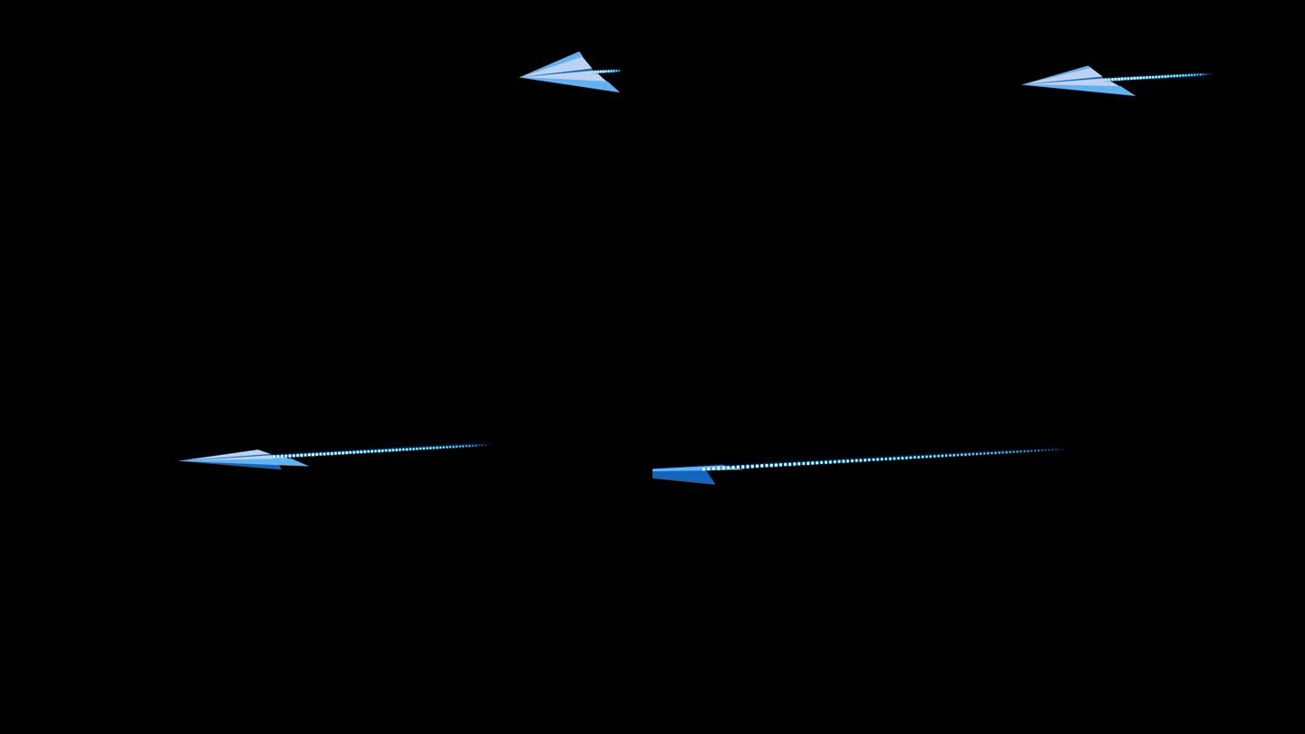 蓝色纸飞机粒子线条多角度运动通道08