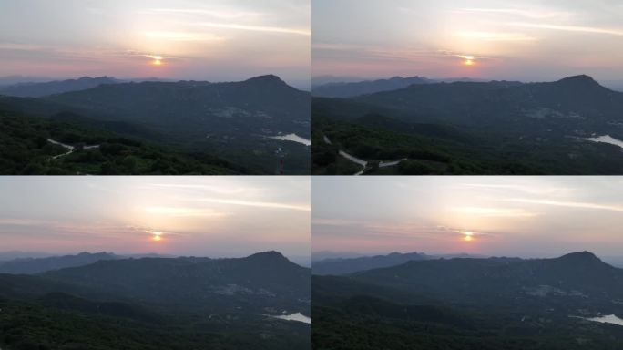 大山日出日落夕阳晚霞航拍