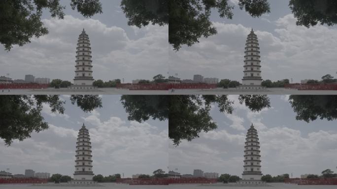 大气古建筑塔延时摄影