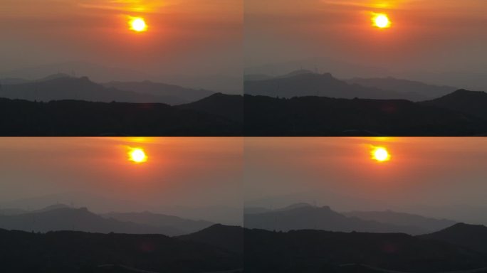 大山日出日落夕阳晚霞航拍