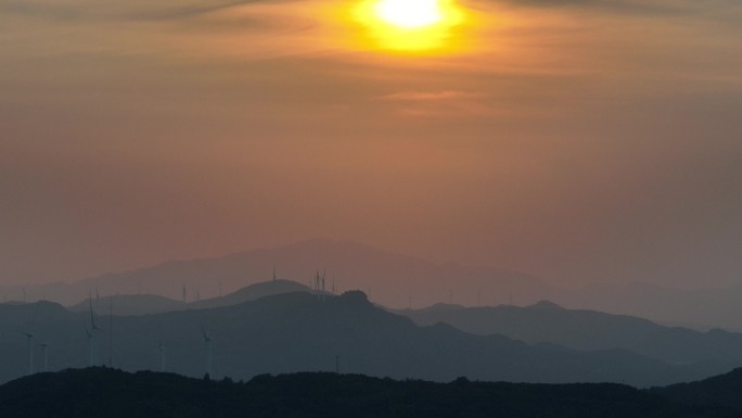 大山日出日落夕阳晚霞航拍