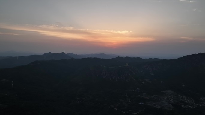 大山日出日落夕阳晚霞航拍