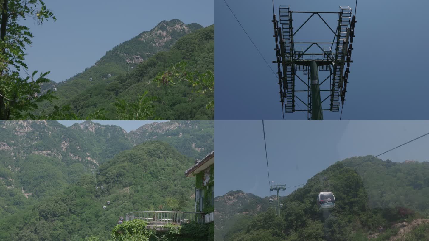 一组索道观光缆车大山里的索道素材