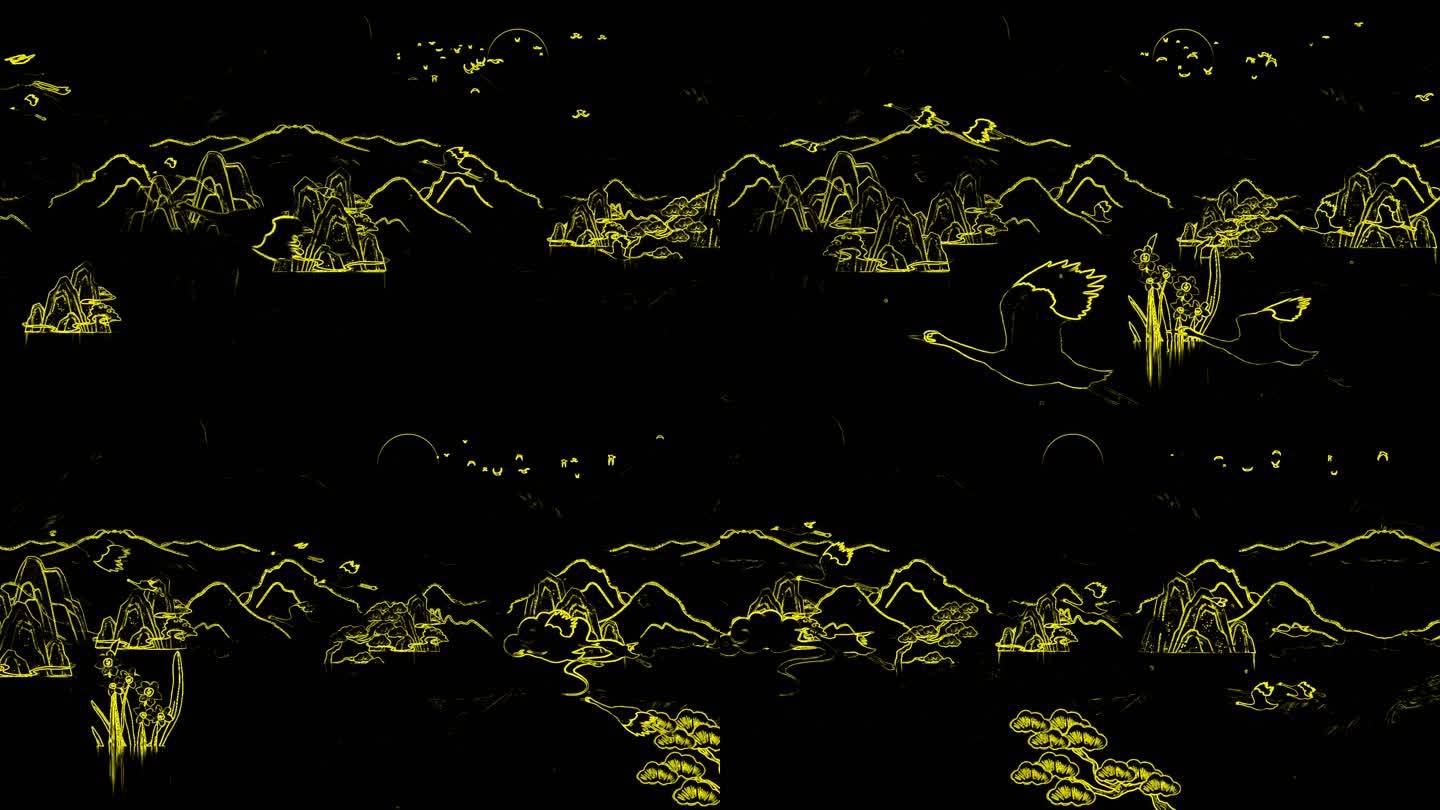 激光山水 国潮 中国风 山水 激光投影