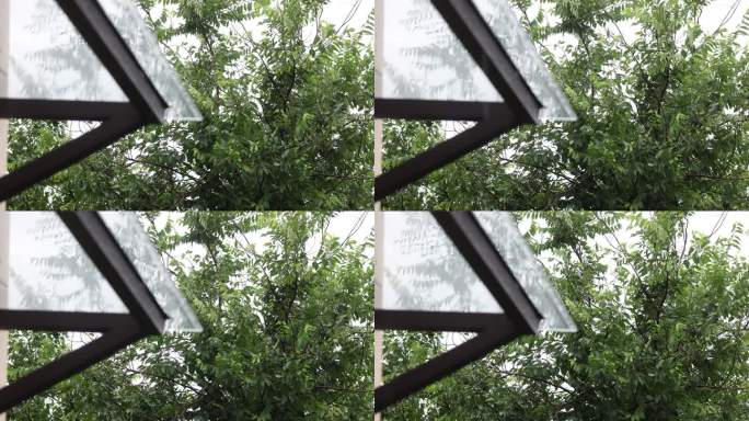 下雨天的玻璃屋檐
