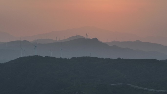 大山日出日落夕阳晚霞航拍