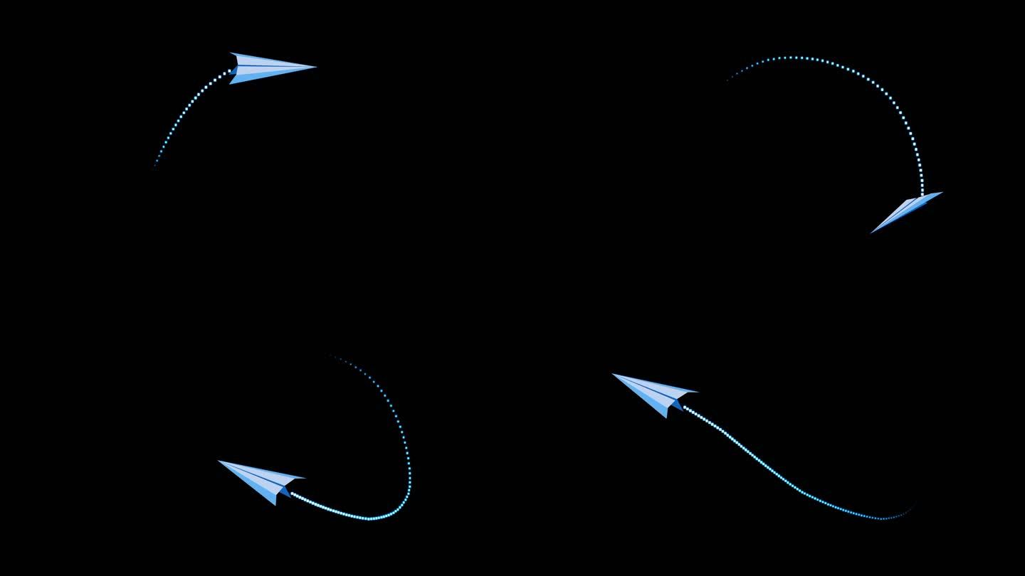 蓝色纸飞机粒子线条多角度运动通道03