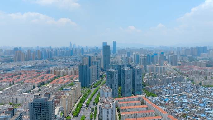 城市CBD写字楼建设施工昆明北京路航拍
