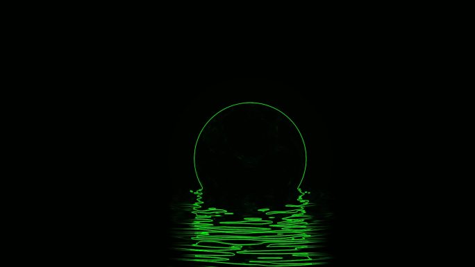 激光山水 唯美月亮 浮出水面  激光投影