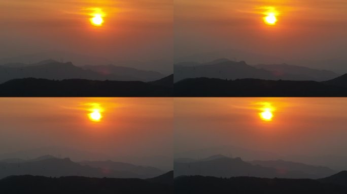 大山日出日落夕阳晚霞航拍