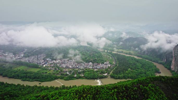 航拍丽水缙云仙都景区自然风光