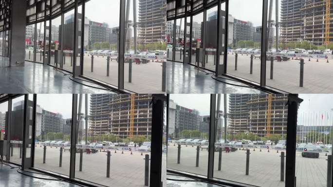 4K原创 隔着玻璃看外面街景