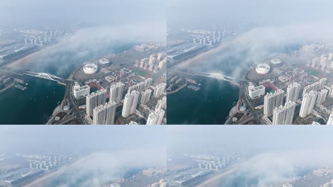 青岛市西海岸新区东方影都星光岛海上平流雾