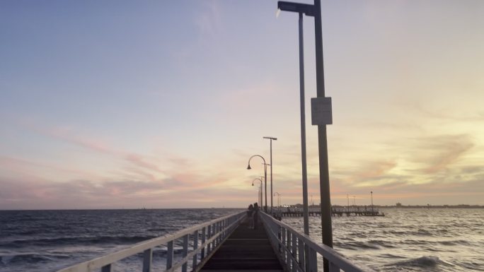 澳大利亚墨尔本海边栈桥拍摄空镜
