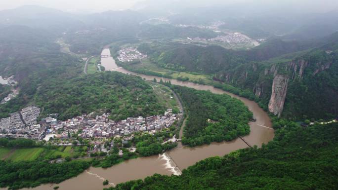 航拍丽水缙云仙都景区自然风光