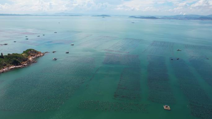 4k航拍海水规模养殖