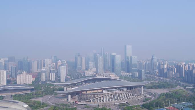 航拍广西南宁五象新区总部基地体育中心