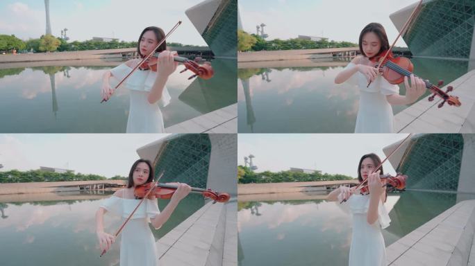 拉小提琴的美女