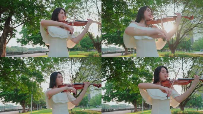 美女拉小提琴