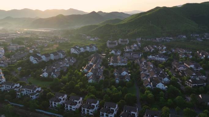 浙江安吉青山绿水余村景区高低空航拍上集