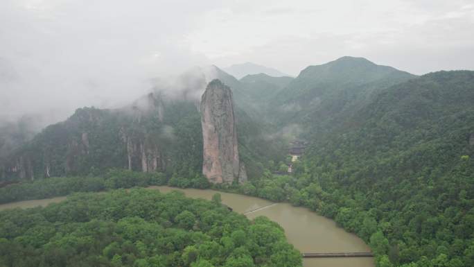 航拍丽水缙云仙都景区自然风光