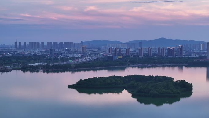 尹山湖 吴中区 落日 航拍 夜景 蓝调