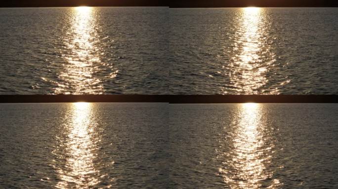 航拍湖面水面河面江面金光波光粼粼实拍素材