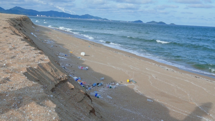 海滩垃圾海洋污染海边