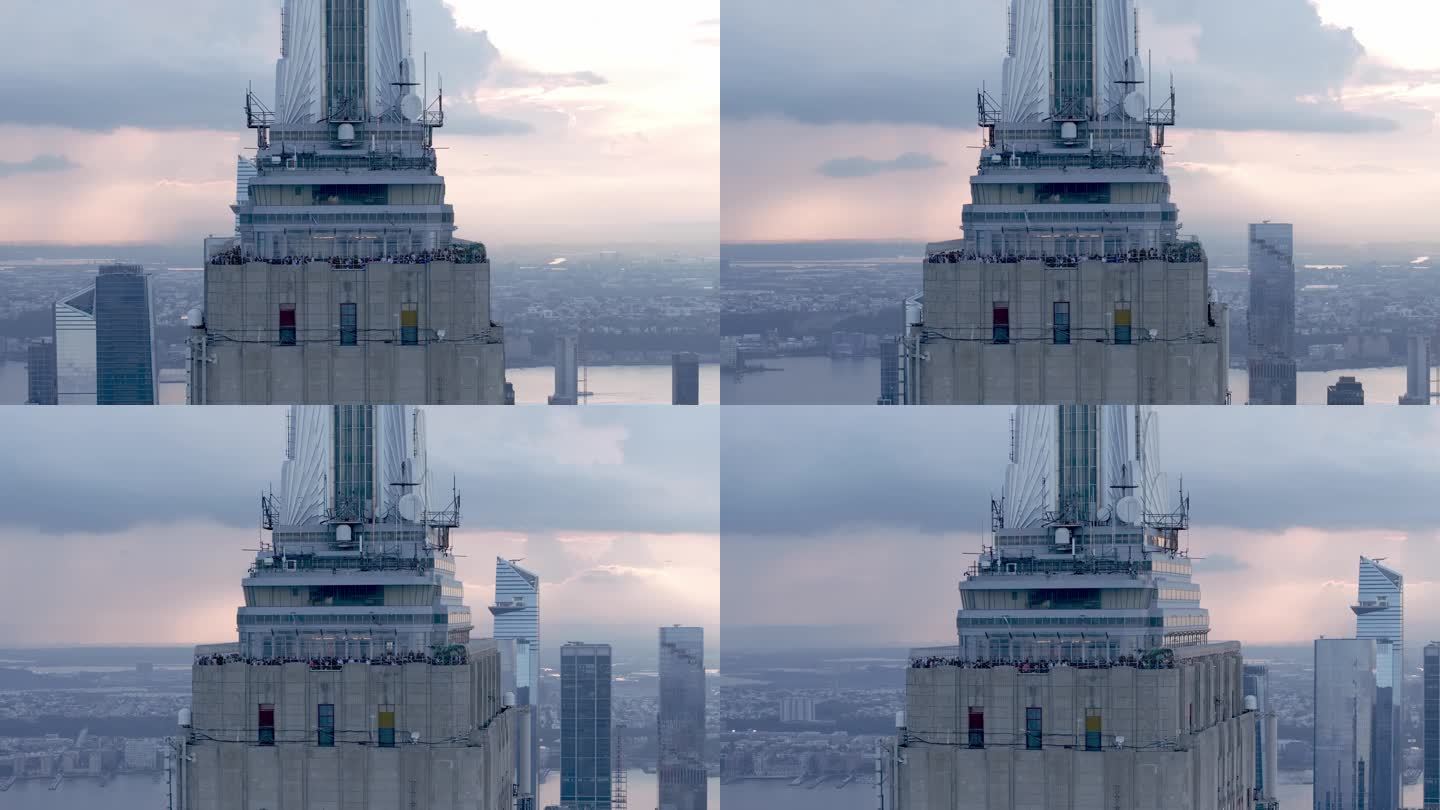 航拍帝国大厦游客观光纽约曼哈顿摩天大楼