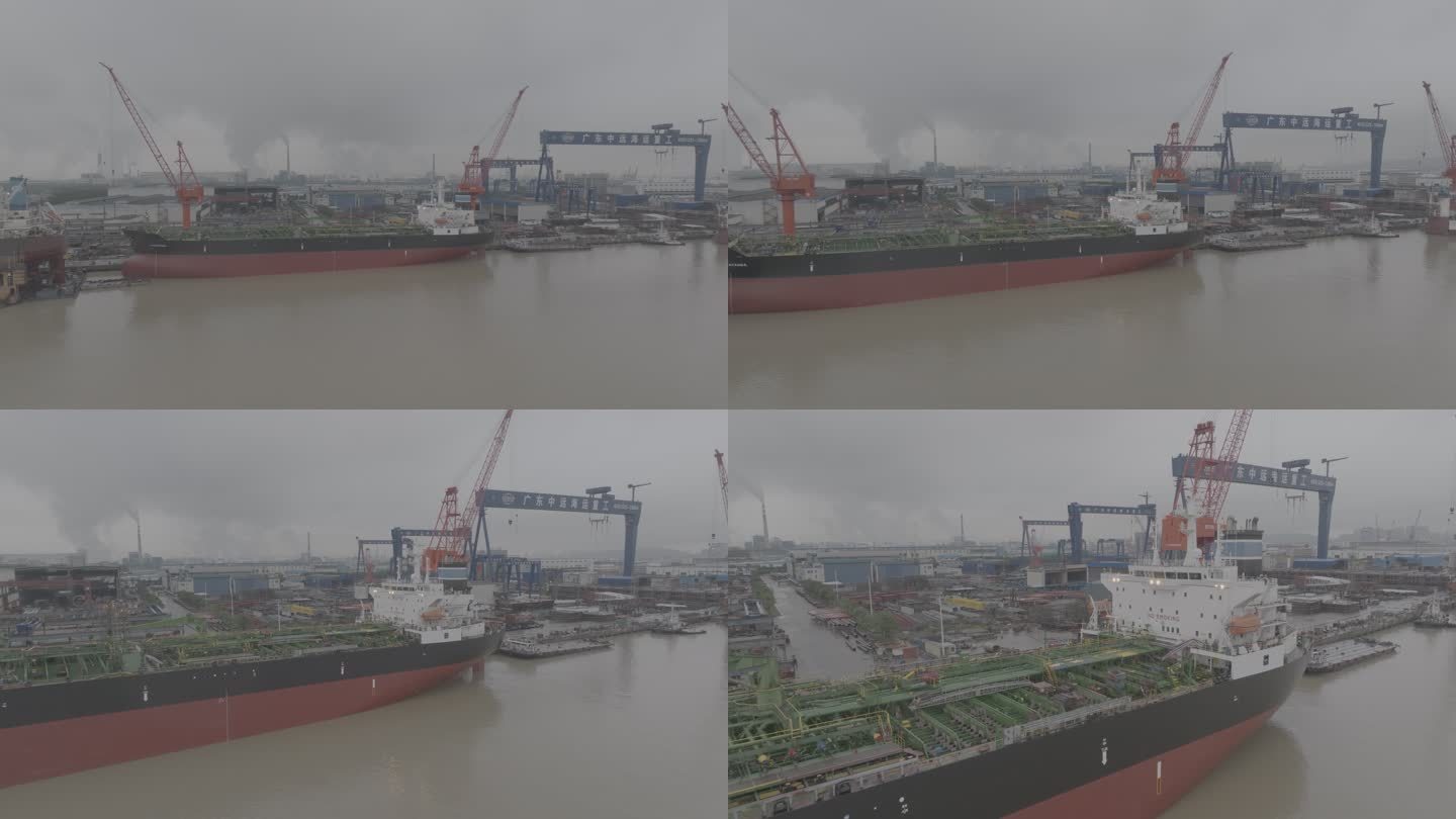 轮船航拍修船造船造船厂港口重工业制造业
