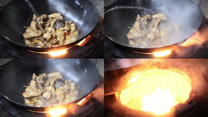 大火烹饪鱼块