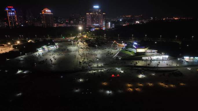 平潭龙王头夜景沙滩排球篮球广场等航拍