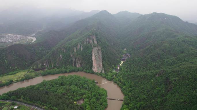 航拍丽水缙云仙都景区自然风光