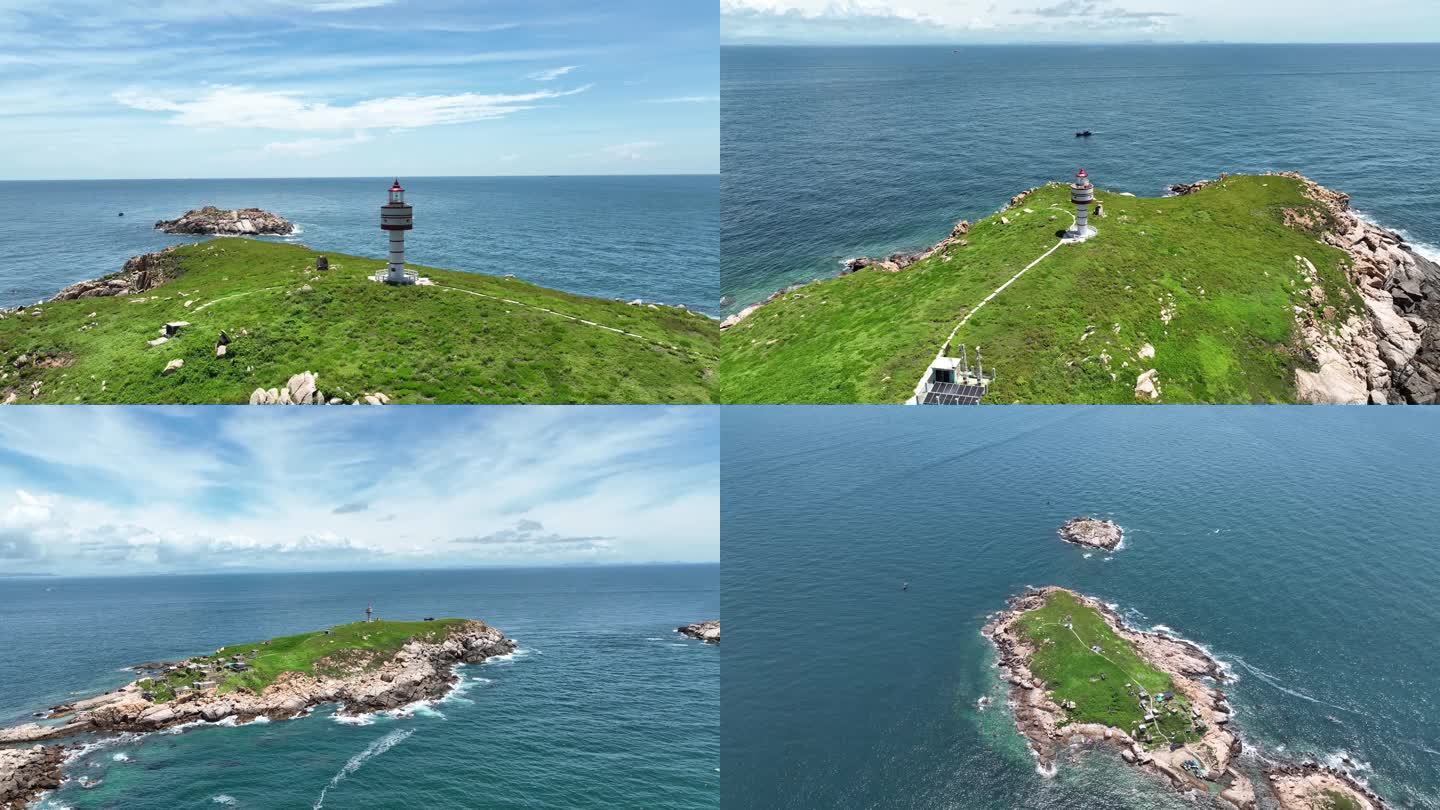 无人岛上的灯塔4K航拍素材