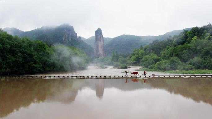 航拍丽水缙云仙都景区自然风光