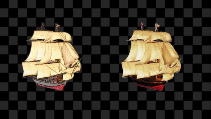 古代帆船透明通道+无限循环