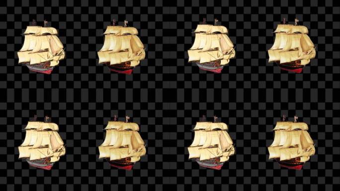 古代帆船透明通道+无限循环