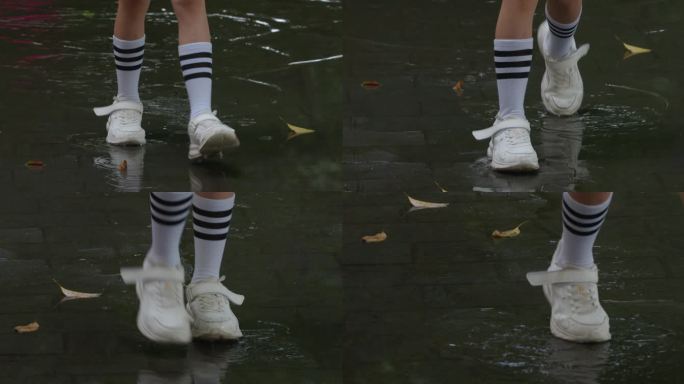 小女孩踩过雨后积水【50p】