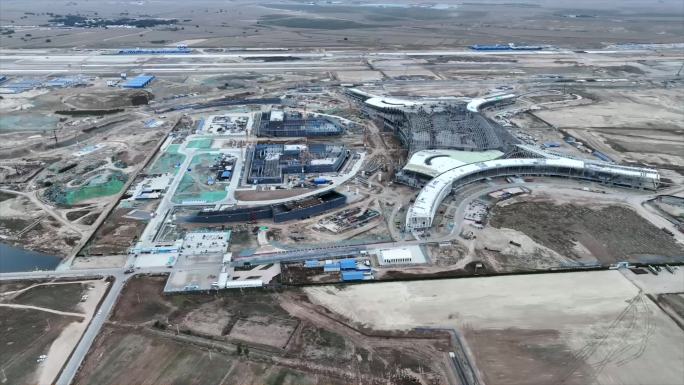 航拍呼和浩特新机场建设4k