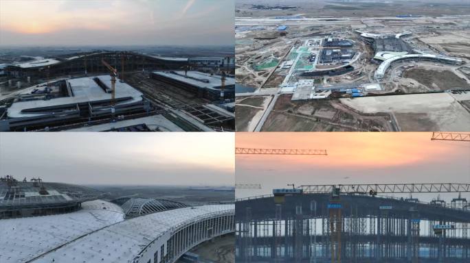 航拍呼和浩特新机场建设4k