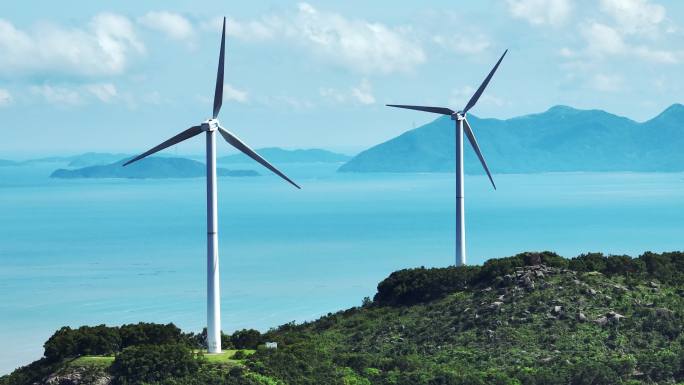 风力发电清洁能源山脉大气空镜航拍