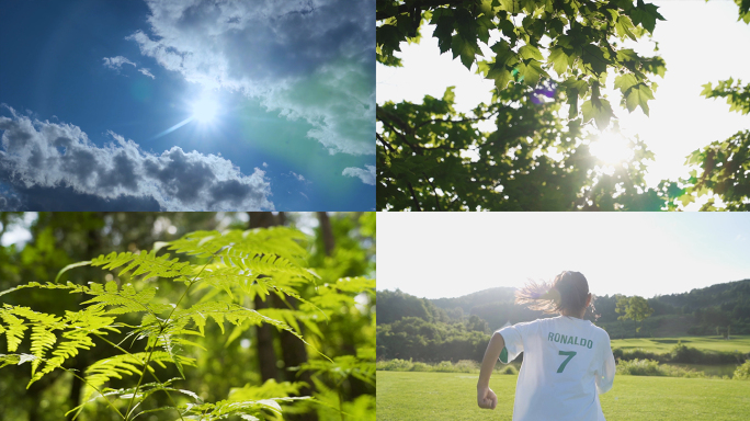 唯美清新夏天小暑西瓜擦汗草地奔跑欢乐时光