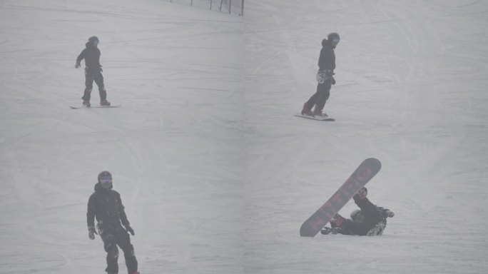 滑雪场游客滑雪体验单板