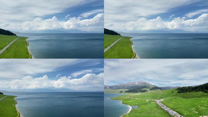 新疆赛里木湖全貌航拍
