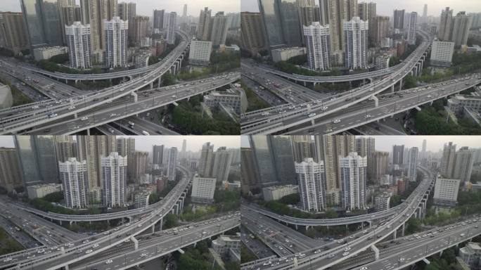 广州城市交通高架桥立交桥车流