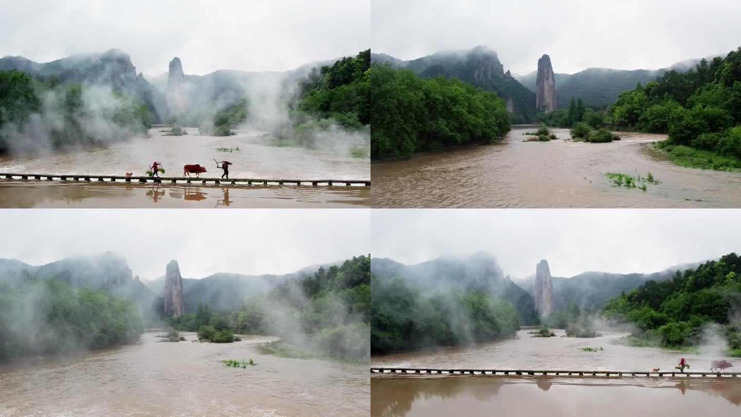 航拍丽水缙云仙都景区自然风光